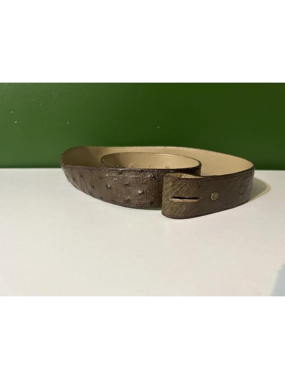 Genuine Ostrich Leather Belt Strap Brown Western Exotic Skin No Buckle Sz 35